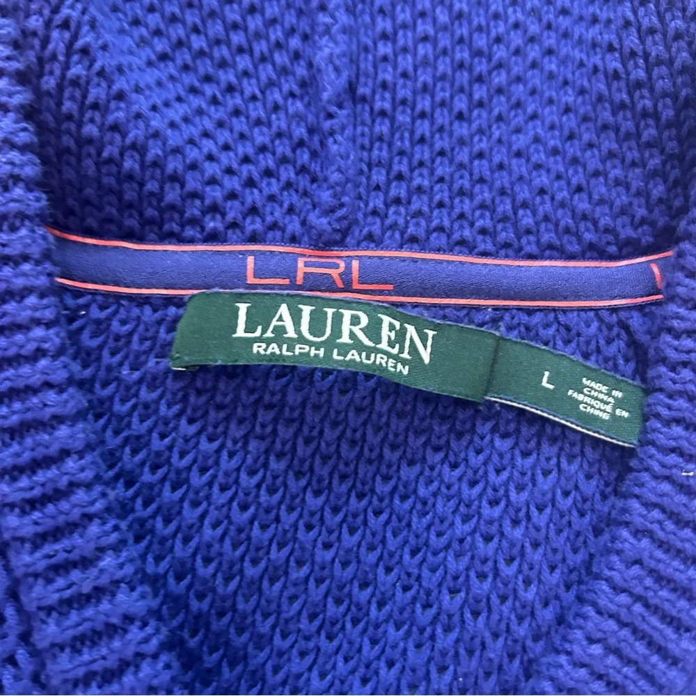 Lauren Ralph Lauren Waffle Knit 100% Cotton Hoodie Purple/Blue Size Large - Picture 5 of 16